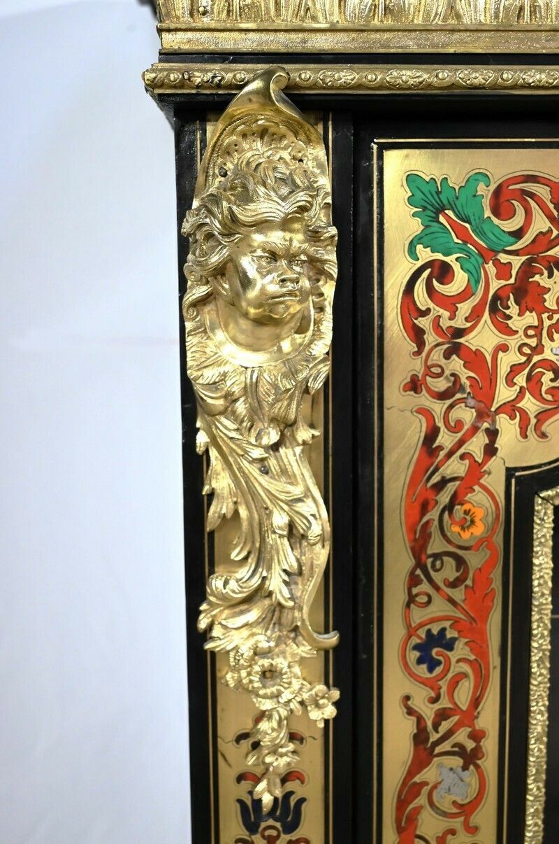 photo furniture Small Showcase In Brass And Blackened Pear Tree, Napoleon III Period   Mid 19th Century