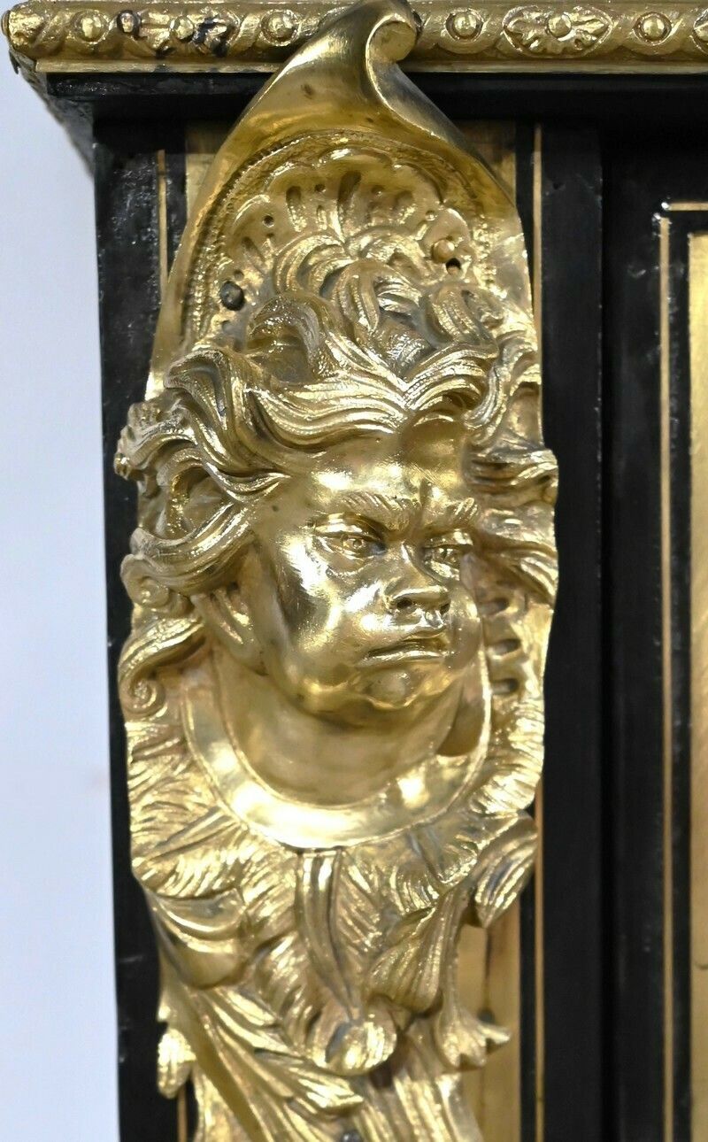 photo for sale Small Showcase In Brass And Blackened Pear Tree, Napoleon III Period   Mid 19th Century