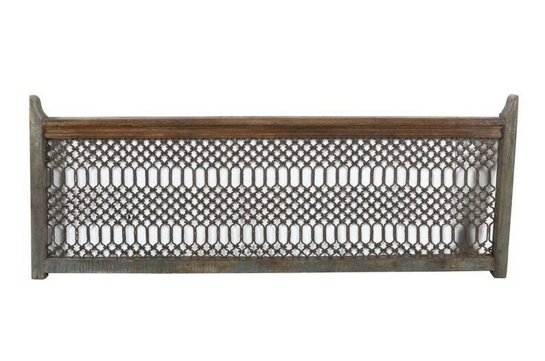Exquisite Antique Indian Teak Wood And Iron Bannister   Vintage Architectural Salvage, Handcrafted Artistry
