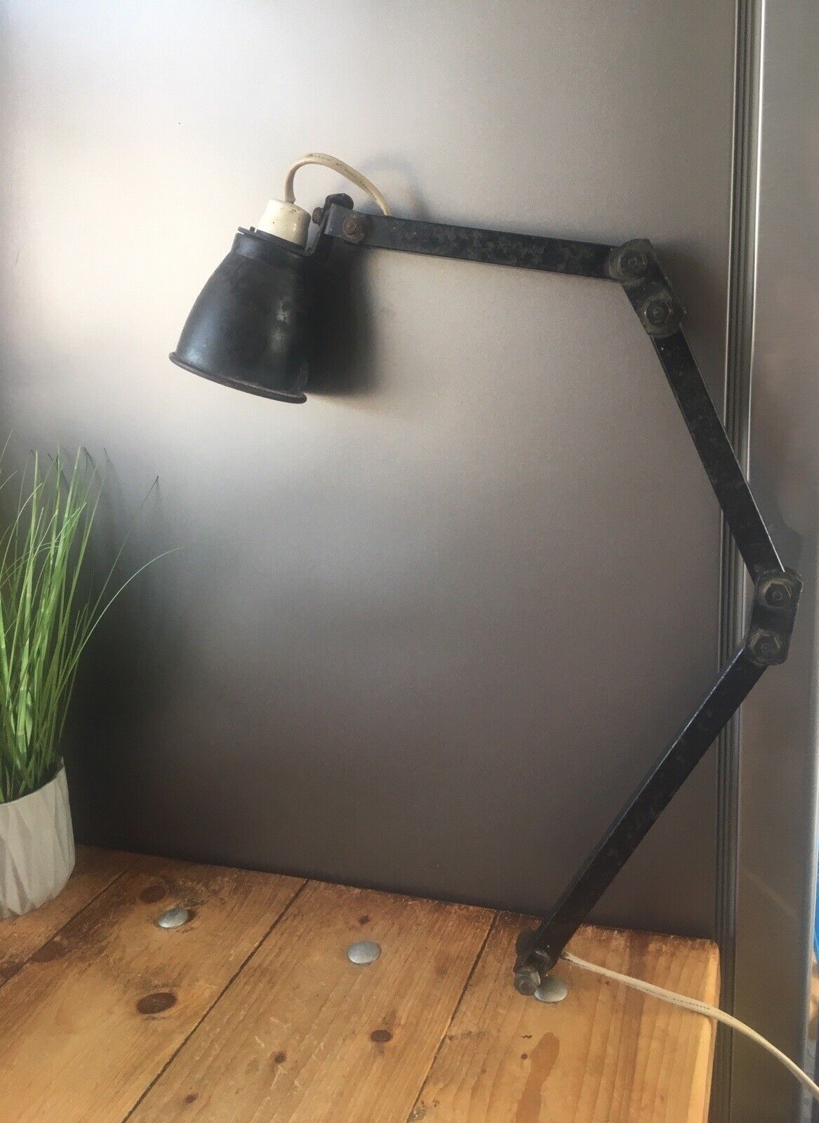 Genuine 50's Factory Memlite Anglepoise Industrial Desk Wall Light Lamp Maclamp photo 75.0