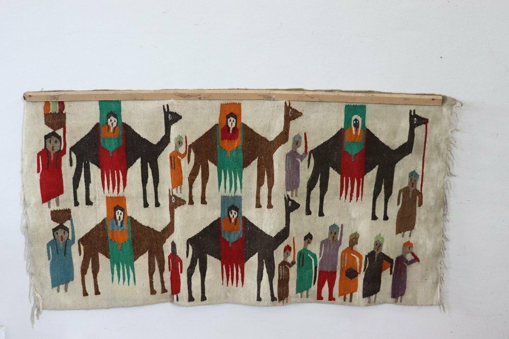 Handmade Israeli Wall Tapestry Or Wall Rug, 1930s photo Art