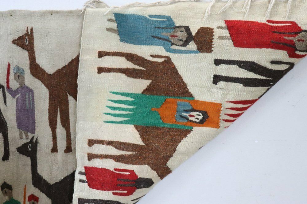 Handmade Israeli Wall Tapestry Or Wall Rug, 1930s photo vintage