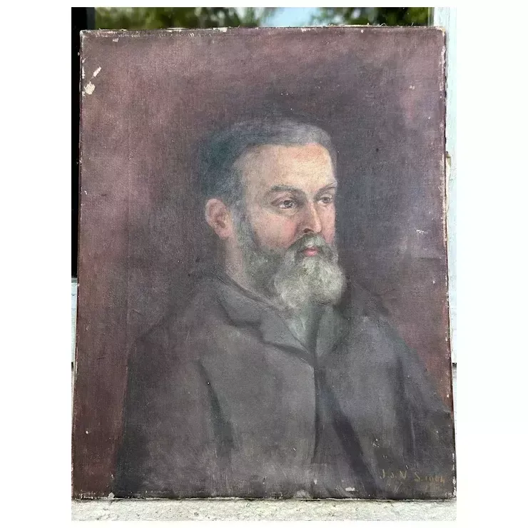 French Vintage Oil De La Boiderie Family photo vintage