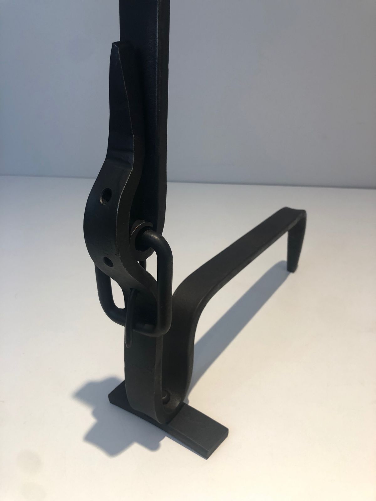 photo for sale Pair Of Wrought Iron Belt Andirons