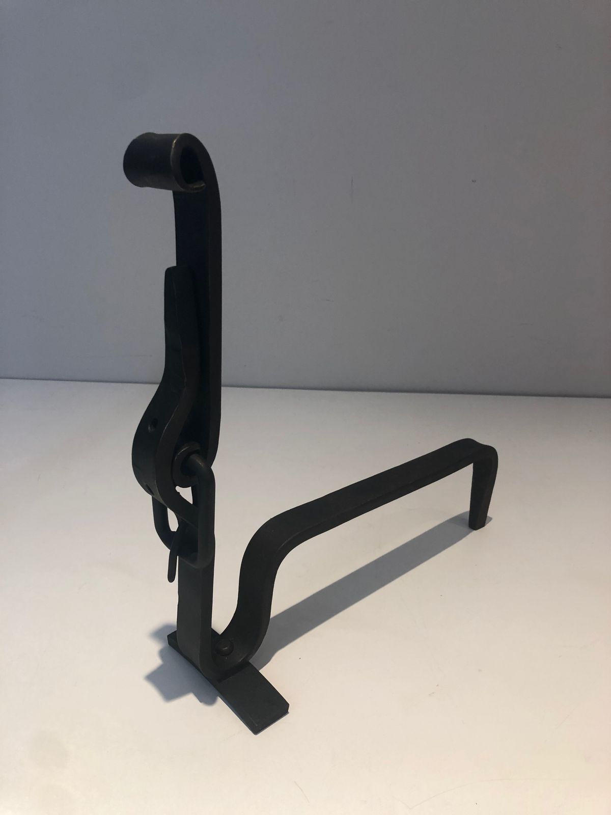 photo vintage Pair Of Wrought Iron Belt Andirons