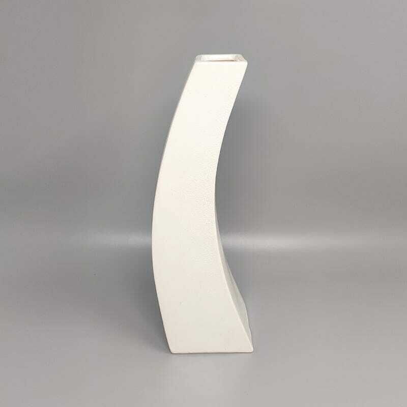 1970s Gorgeous White Space Age Vase In Ceramic By Franco Pozzi. Made In Italy photo 342.0