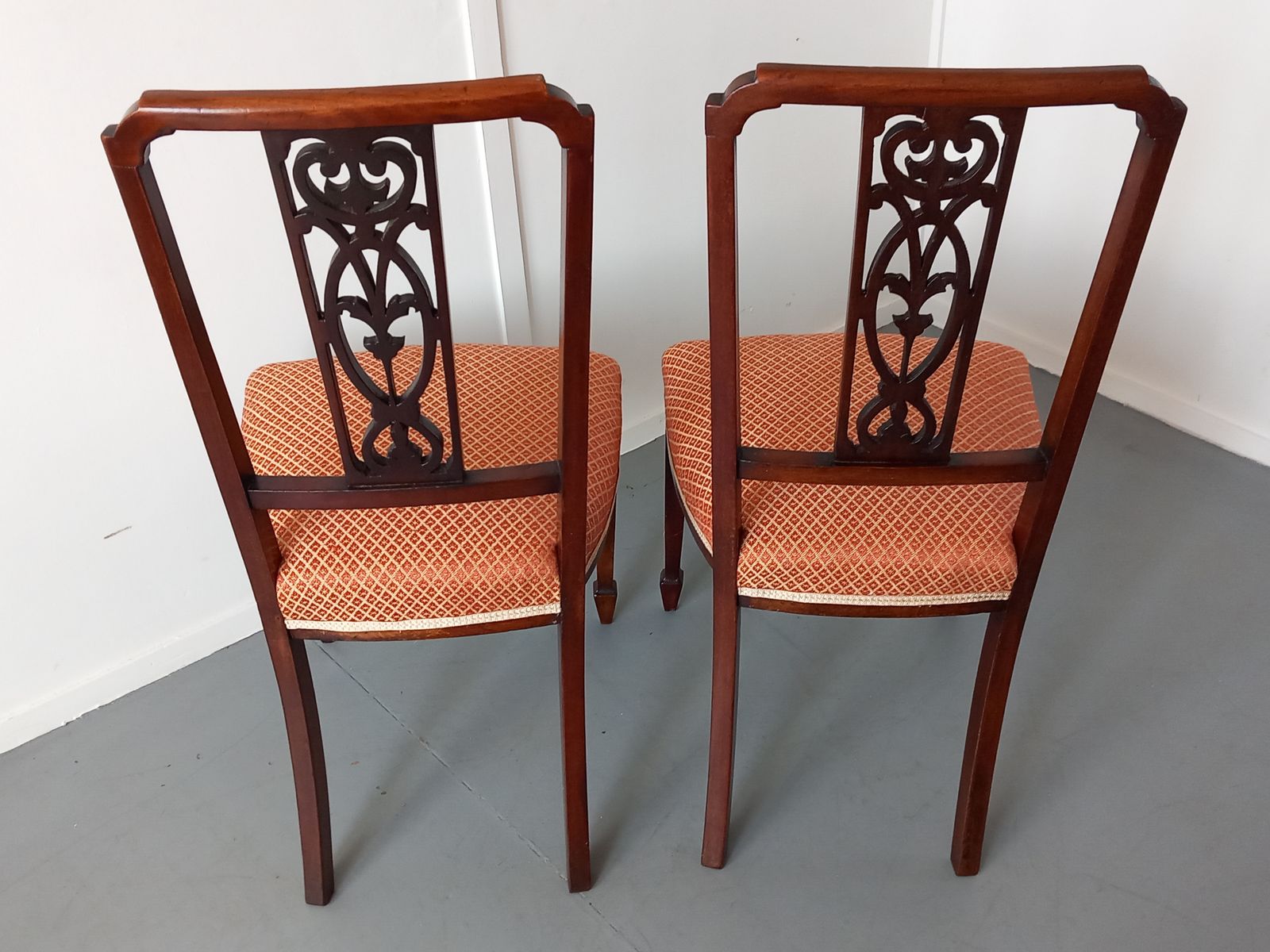 A Pair Of Edwardian Inlaid Mahogany Side Chairs photo furniture