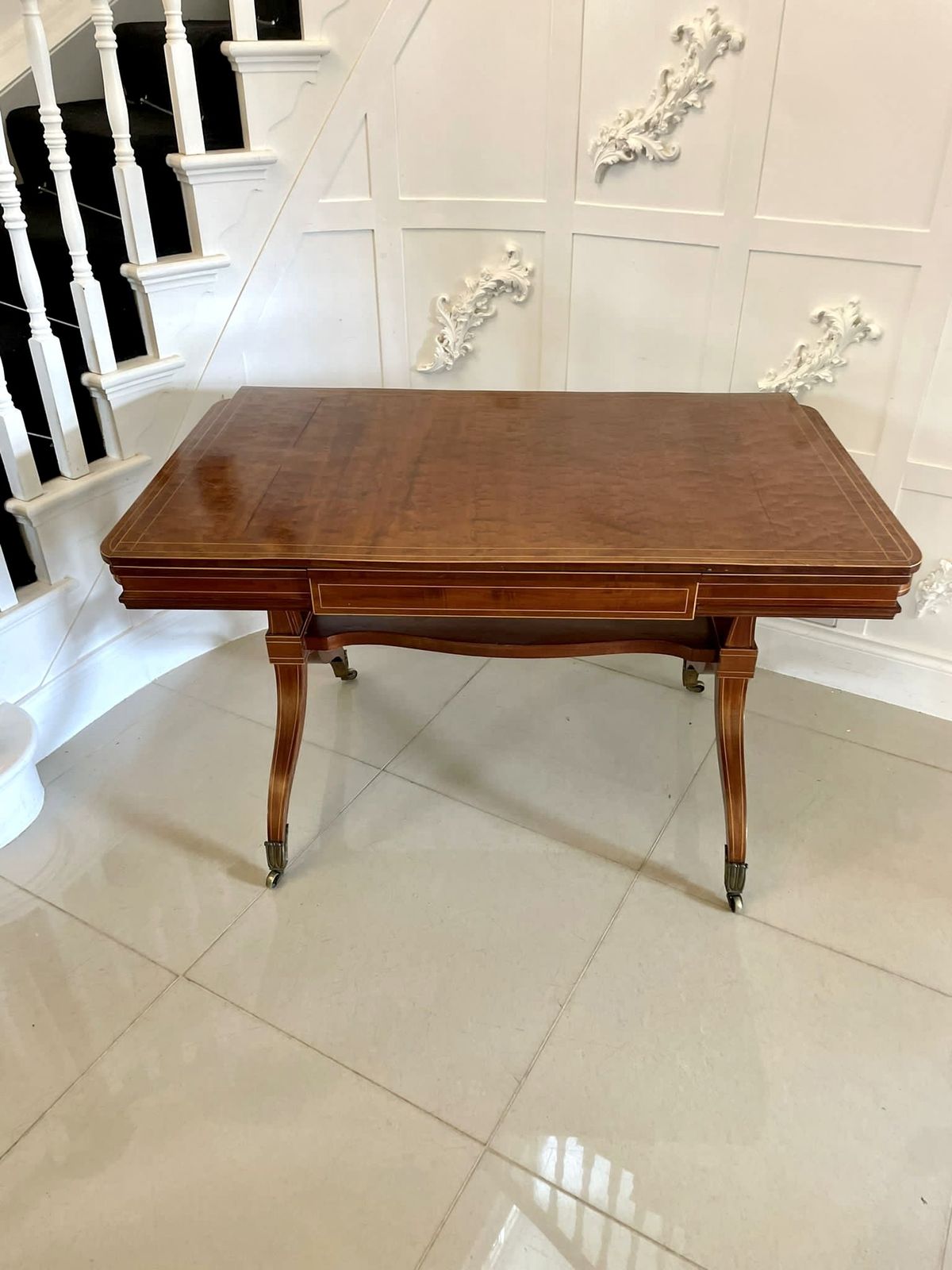 Unusual Antique 19th Century Quality Mahogany And Satinwood Inlaid Freestanding Dining Table photo Furniture