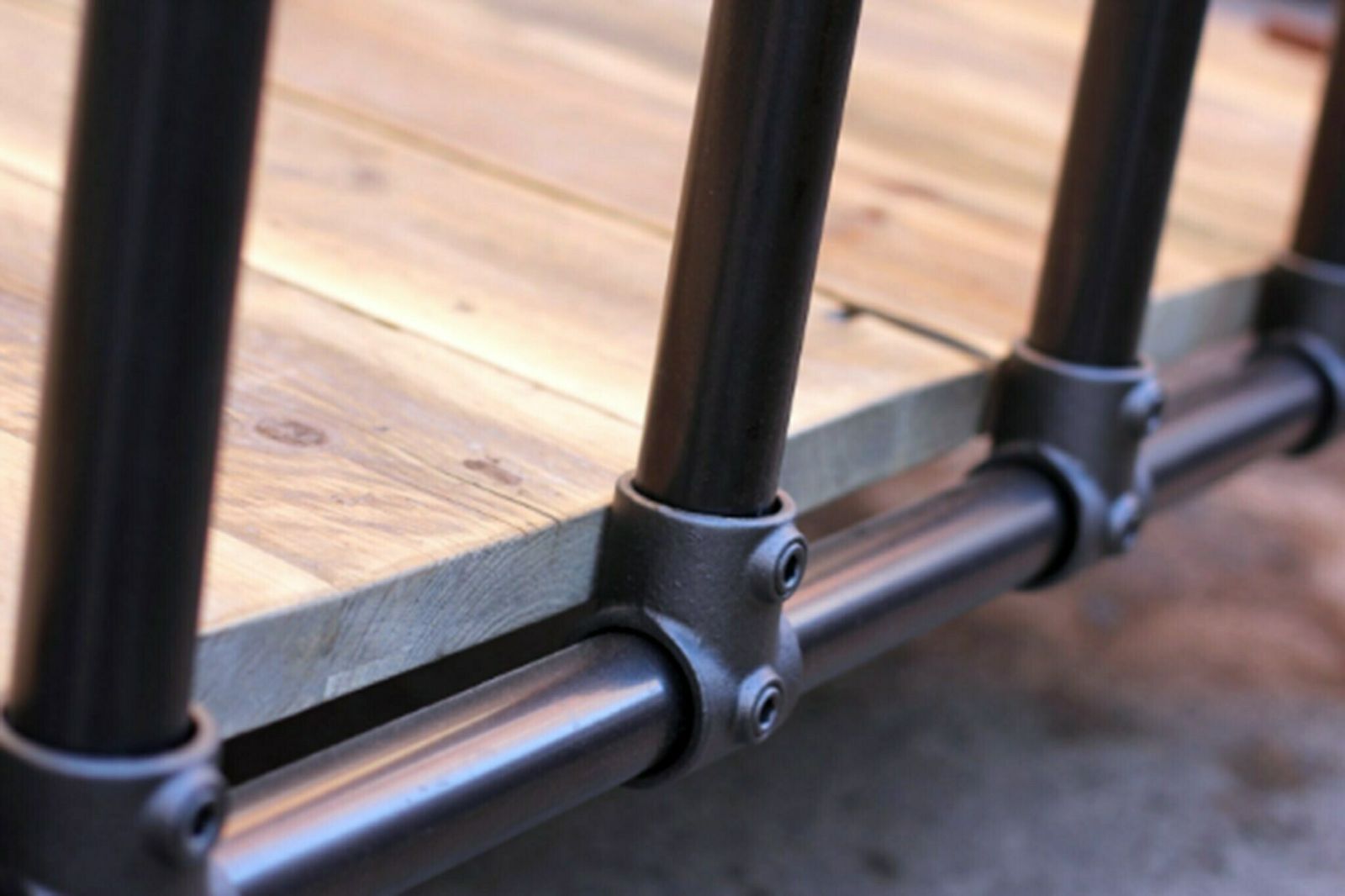 Justin Chunky Dark Steel Pipe And Industrial Scaffolding Fittings Kingsize Bed Frame   Bespoke Industrial Furniture photo furniture