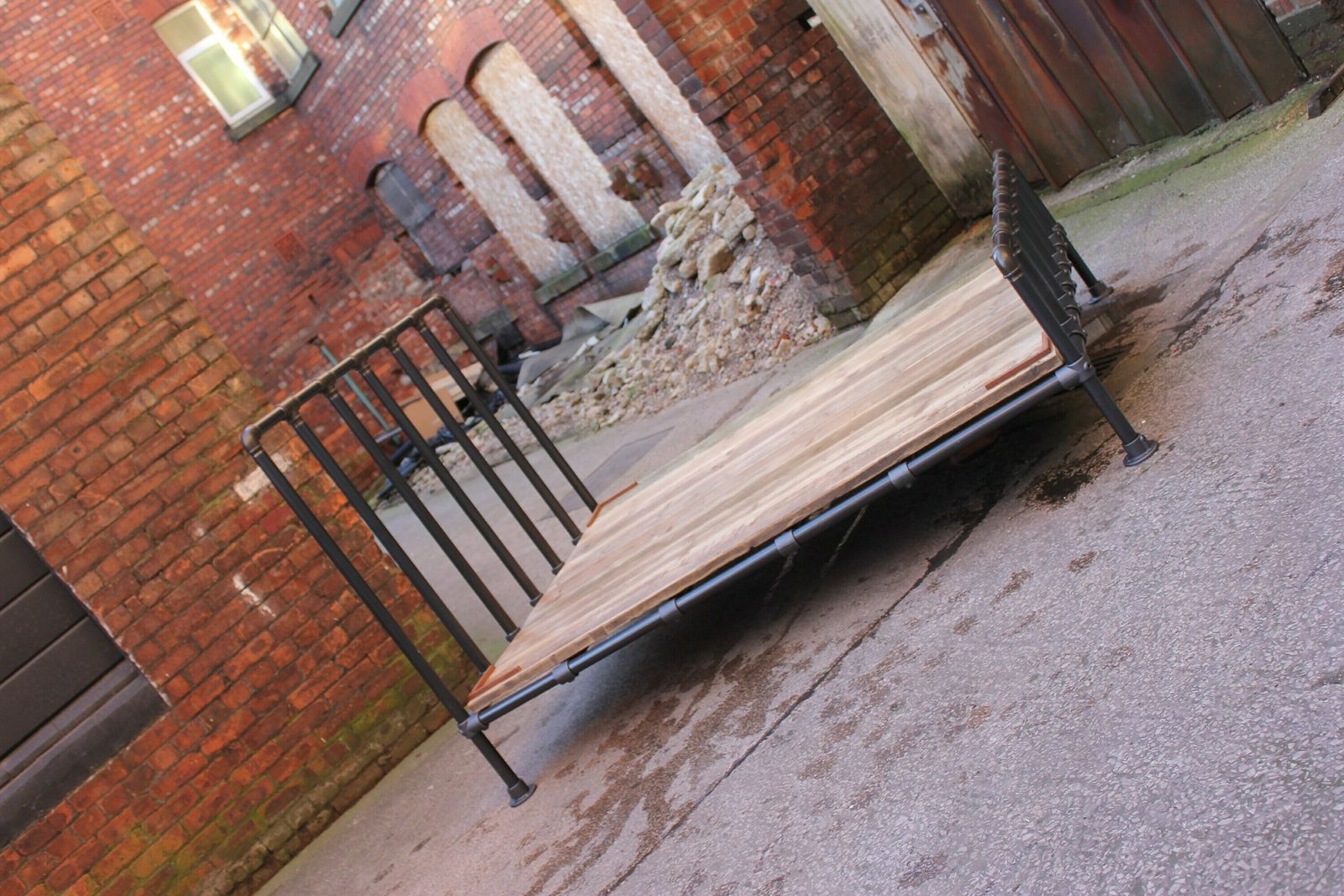 Justin Chunky Dark Steel Pipe And Industrial Scaffolding Fittings Kingsize Bed Frame   Bespoke Industrial Furniture photo buy