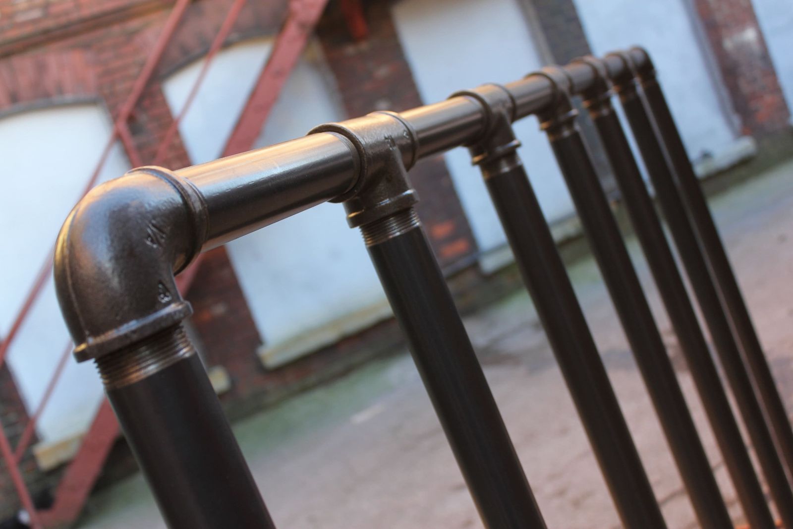 photo furniture Justin Chunky Dark Steel Pipe And Industrial Scaffolding Fittings Kingsize Bed Frame   Bespoke Industrial Furniture
