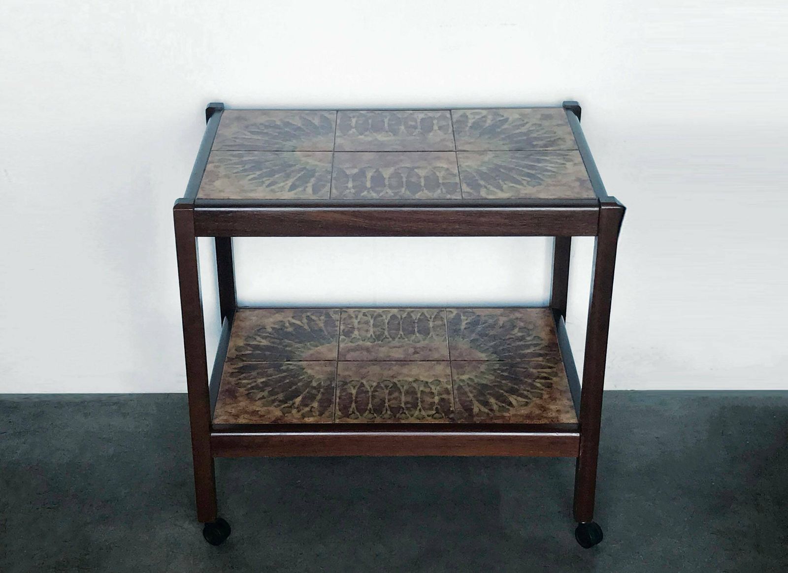 Danish Two Tier Tiled Teak Trolley / Cart Original Mid Century Design By Toften Mobelfabrik