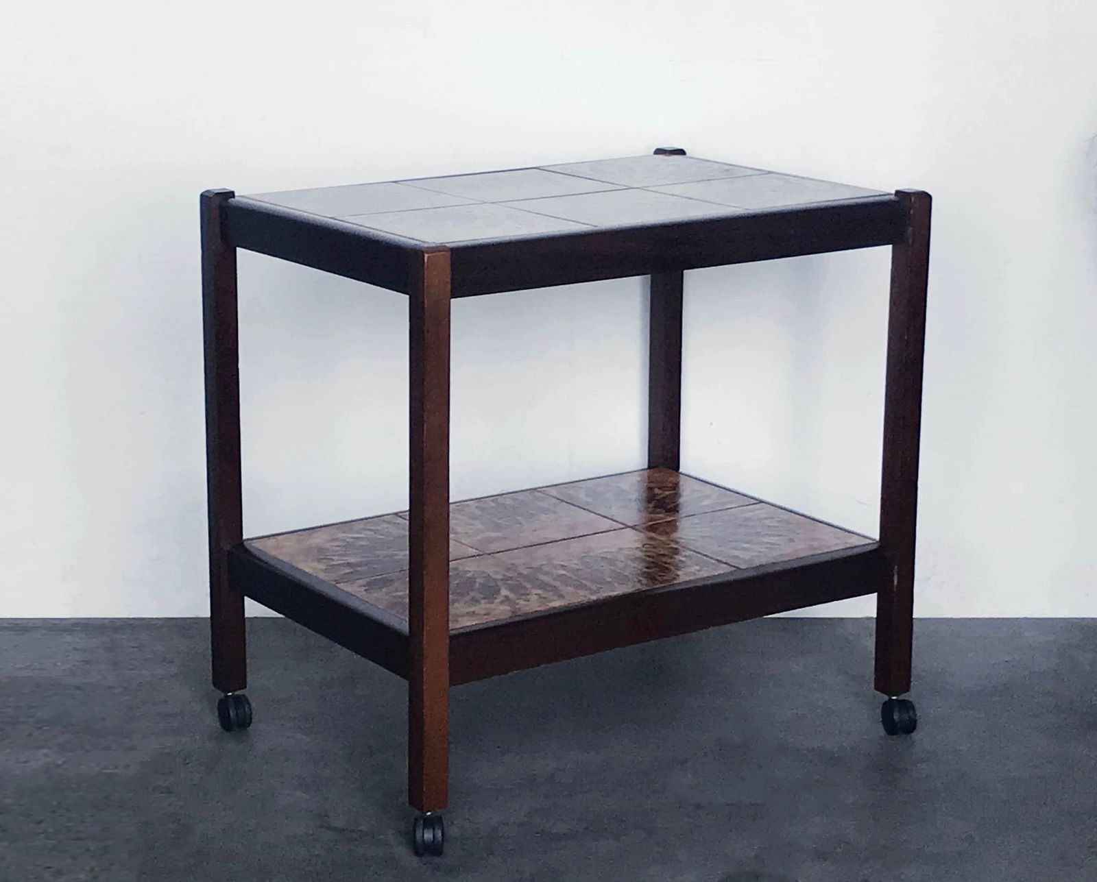 Danish Two Tier Tiled Teak Trolley / Cart Original Mid Century Design By Toften Mobelfabrik photo Furniture
