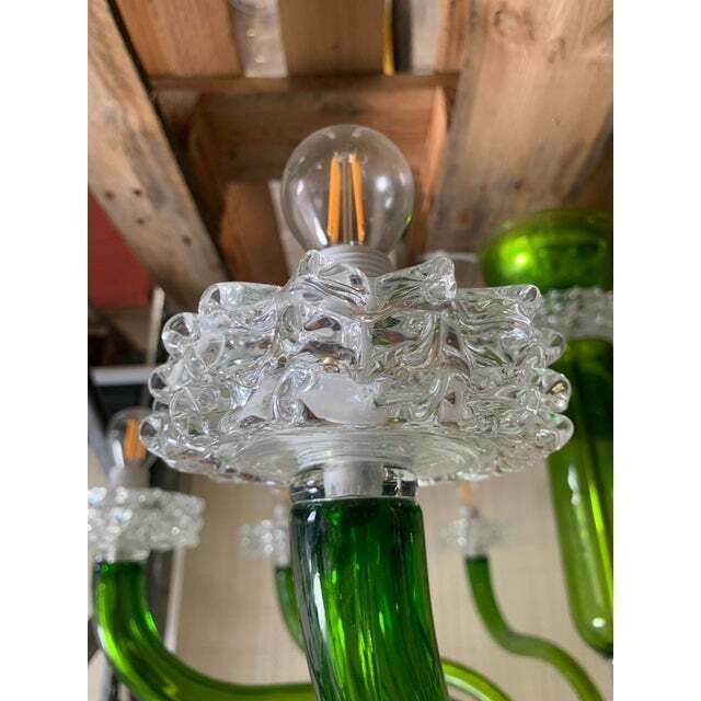 Contemporary Green Murano Glass Chandelier With Trasparent Rostrato Boubeches photo furniture