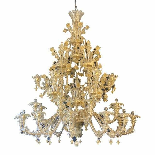 Contemporary Venetian "Ca Rezzionico" Gold Murano Glass Chandelier photo furniture
