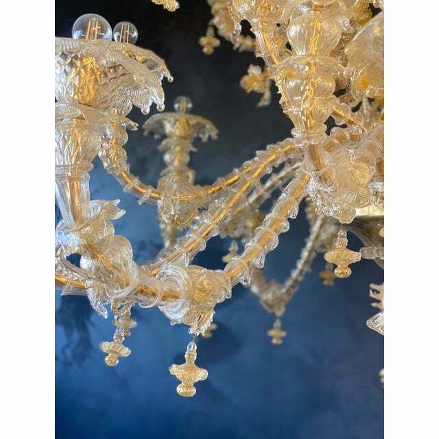 Contemporary Venetian "Ca Rezzionico" Gold Murano Glass Chandelier photo vintage
