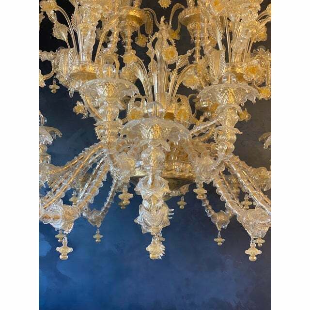 photo for sale Contemporary Venetian "Ca Rezzionico" Gold Murano Glass Chandelier