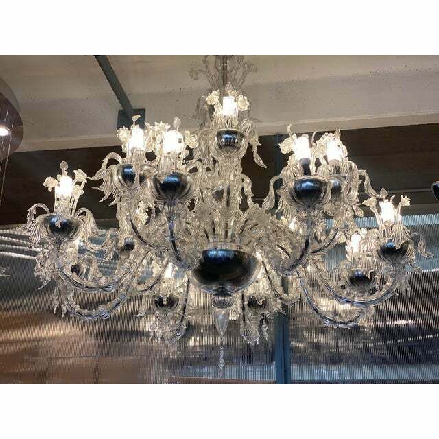 Contemporary "Ca Rezzonico" With Flowers And Leaves Murano Glass Chandelier photo vintage