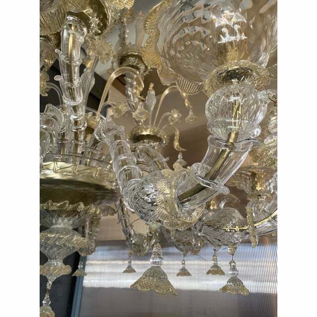 Contemporary Floral Venetian "Ca Rezzonico" Gold Murano Glass Chandelier photo Lighting