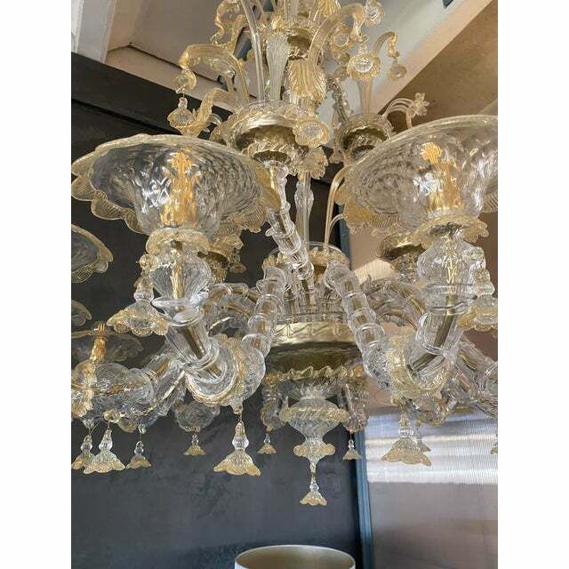 Contemporary Floral Venetian "Ca Rezzonico" Gold Murano Glass Chandelier photo 29760.0