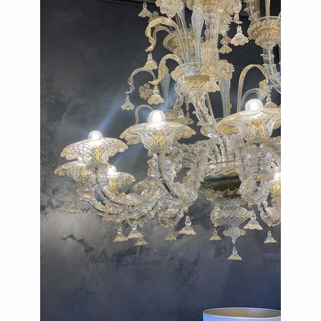 photo for sale Contemporary Floral Venetian "Ca Rezzonico" Gold Murano Glass Chandelier