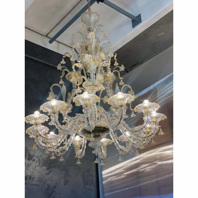 Lighting Contemporary Floral Venetian "Ca Rezzonico" Gold Murano Glass Chandelier photo