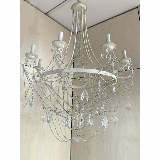Contemporary Ivory Florentine Iron And Crystals Chandelier photo furniture