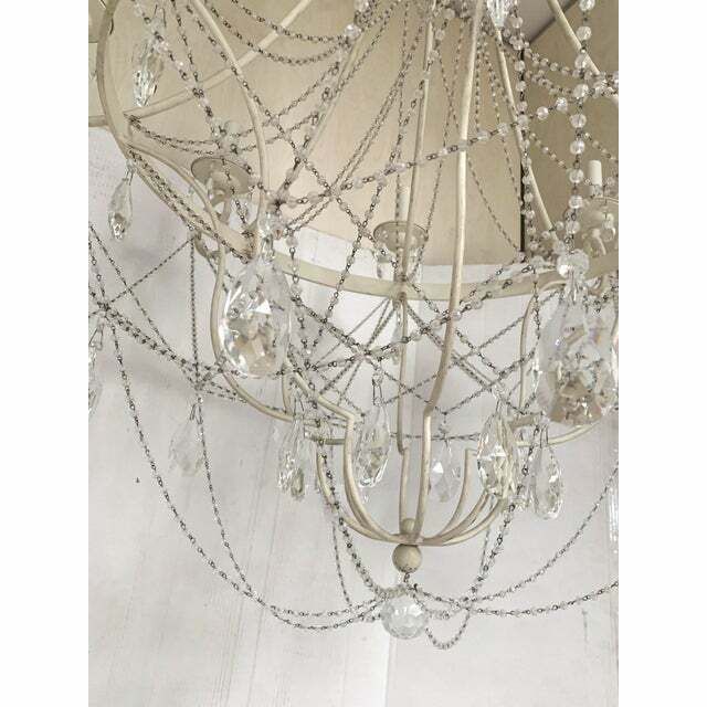 Contemporary Ivory Florentine Iron And Crystals Chandelier photo buy