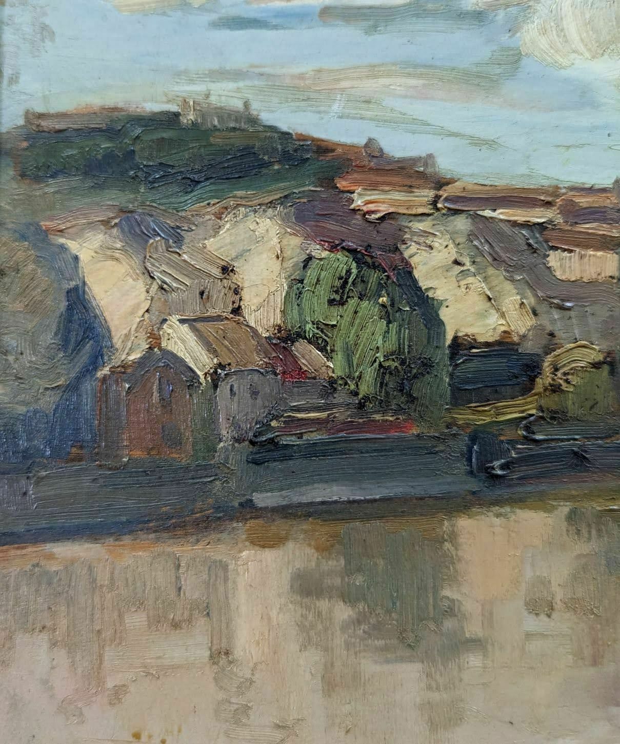 French School Landscape View On Isorel "Riverside" 20th Century photo for sale