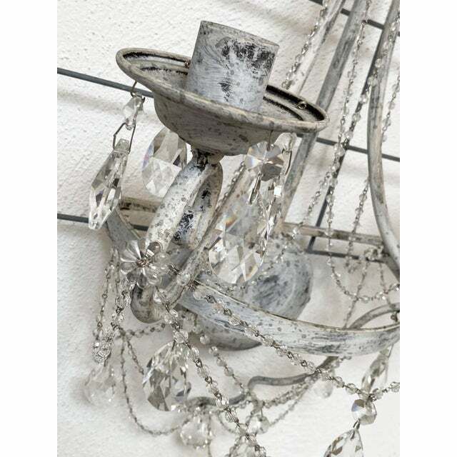 Contemporary Florentine Wrought Iron Wall Lamp With Crystals photo Lighting