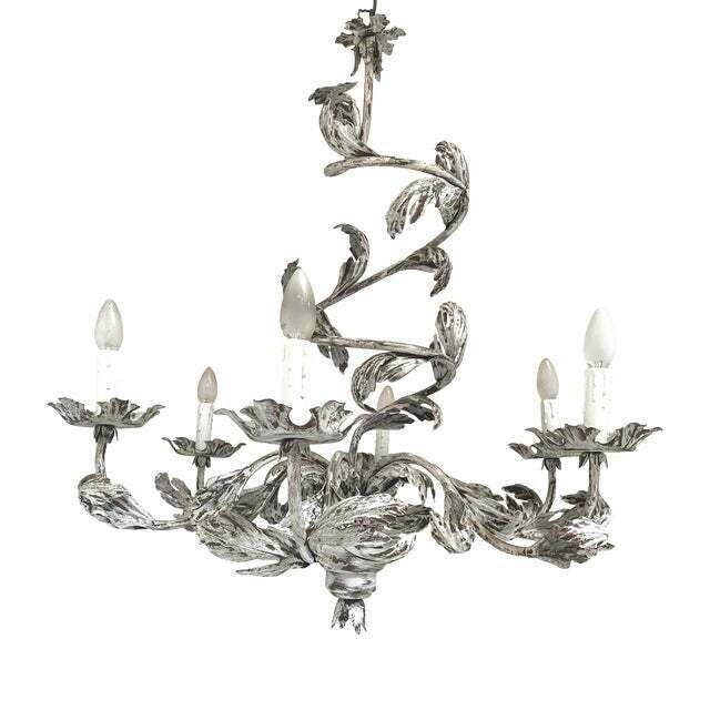 Contemporary Brunish Clay Florentine Wrought Iron Leafs Chandelier photo Lighting