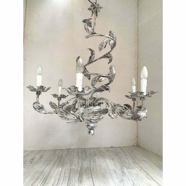 Contemporary Brunish Clay Florentine Wrought Iron Leafs Chandelier photo buy