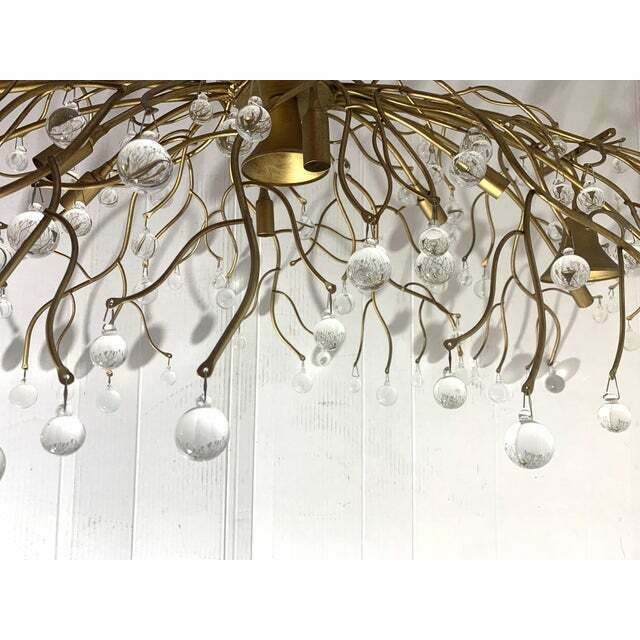 Contemporary Oval Gold Boughs And Cristals Chandelier photo for sale