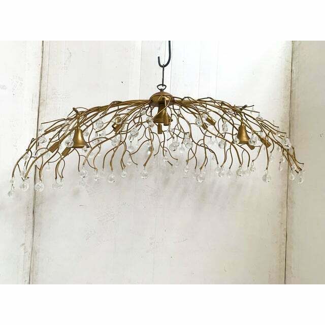 photo for sale Contemporary Oval Gold Boughs And Cristals Chandelier