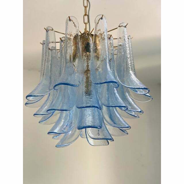 Contemporary Blue “Selle” Murano Glass Chandelier photo vinterior