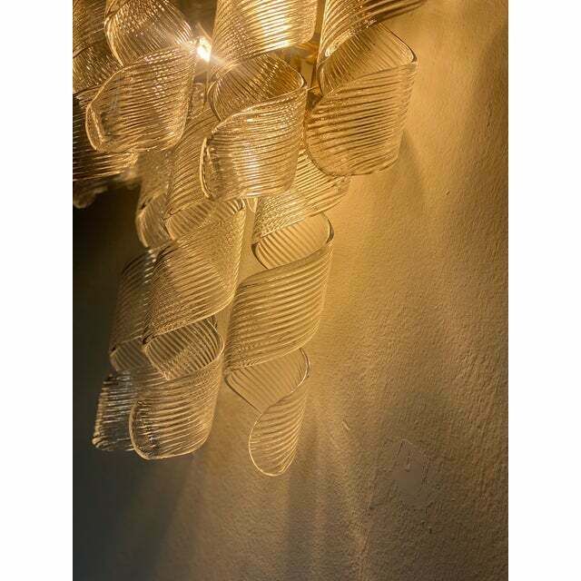 A Pair Of Contemporary Transparent “Ricci” Murano Glass Wall Sconces photo buy