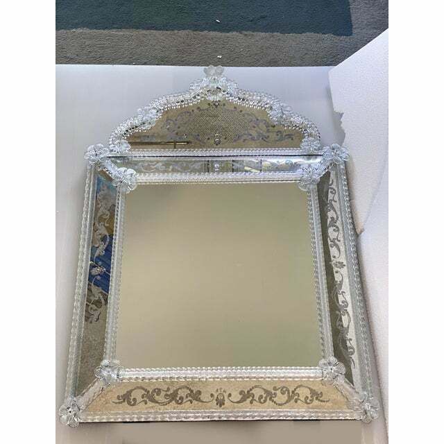 Home Decor Venetian Squared Floreal Hand Carving Mirror In Murano Glass photo