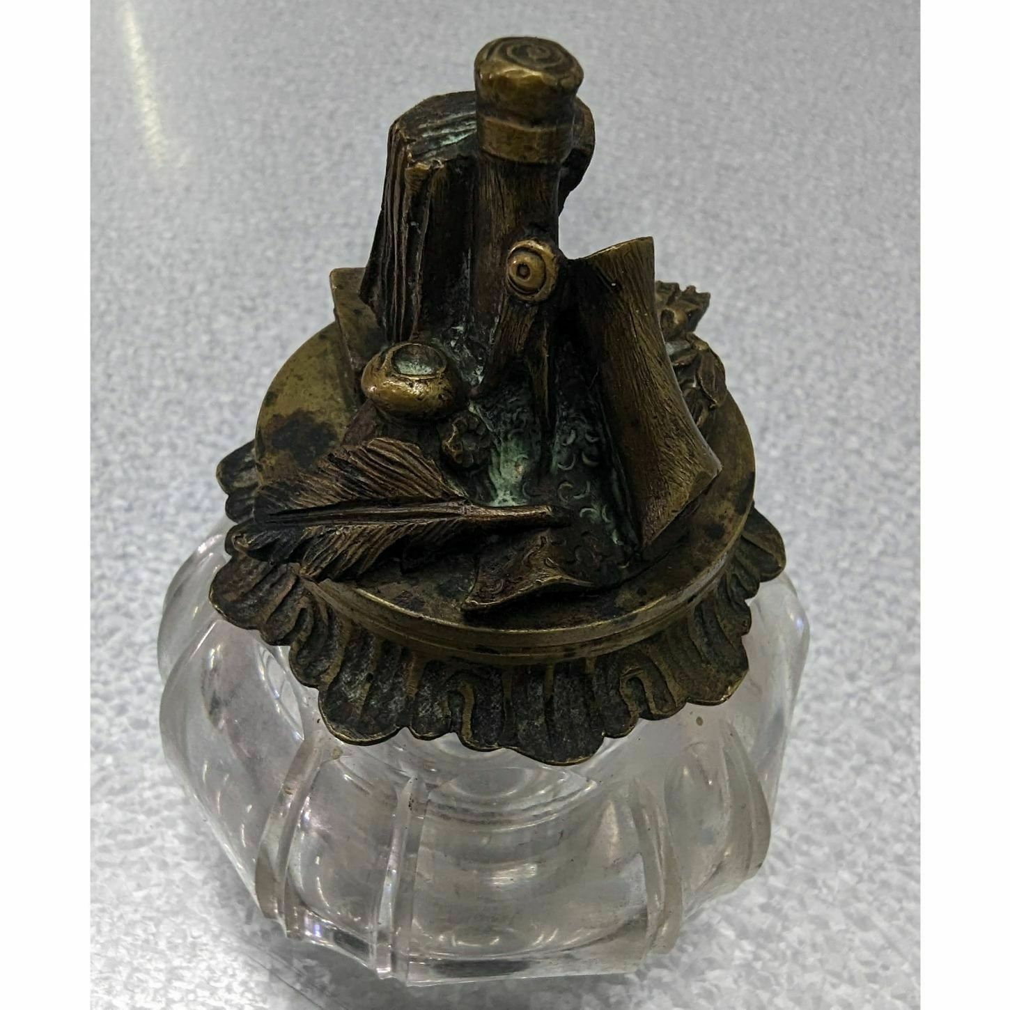 Rare Bronze And Black Marble Inkwell With Integrated 19th Century Bell System photo vinterior