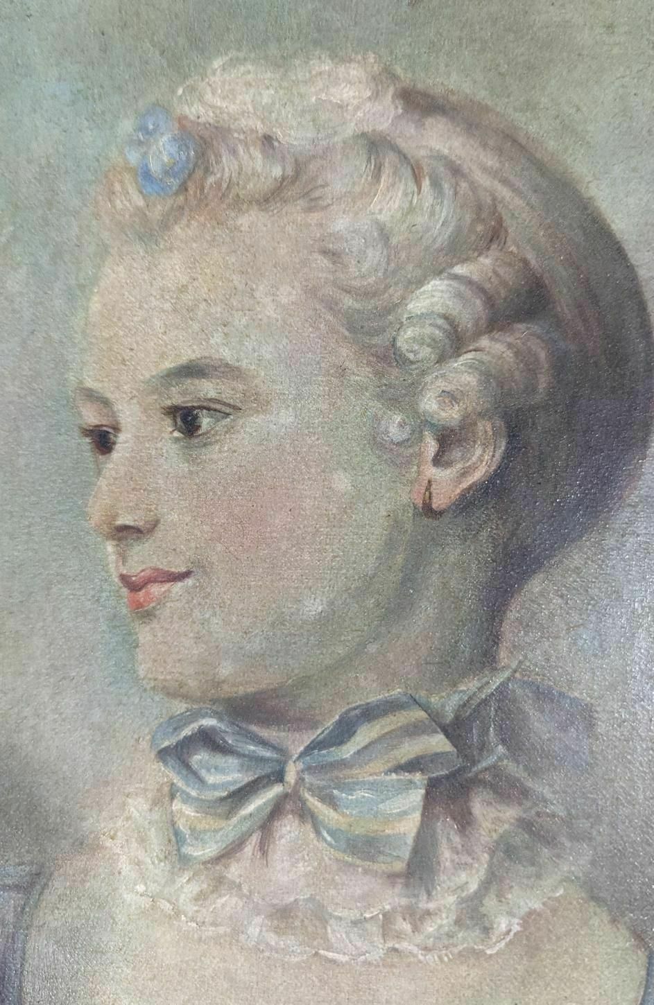 Oil On Canvas Portrait Of An Elegant Ear Frame photo furniture