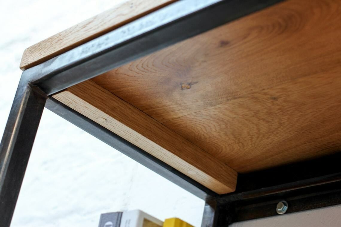 Orla Welded Dark Steel Box Section And Premium Oak Shelves/Storage Bespoke Industrial Furniture By photo furniture