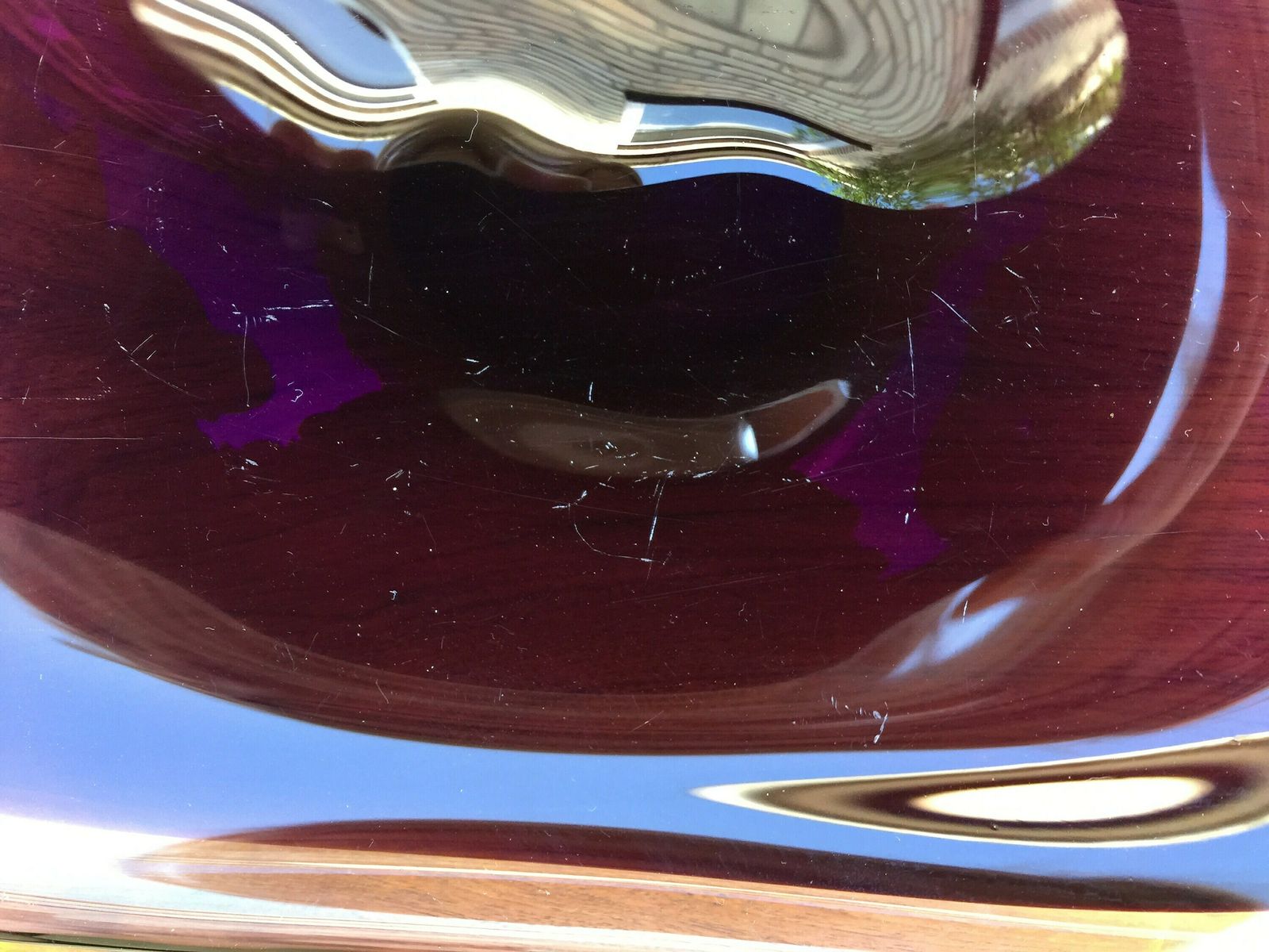 photo for sale Art Glass Bowl / Dish By Swedish Artist Vicke Lindstrand For Kosta In The 1950s. Purple And Clear Glass, Mid Century Modern From Sweden