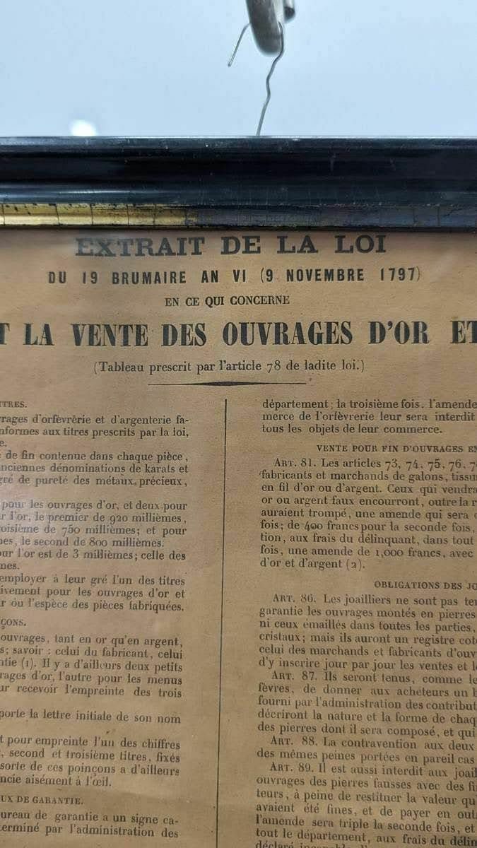 Printed Poster Of The Law Of 19 Brumaire Year VI (1797) photo for sale