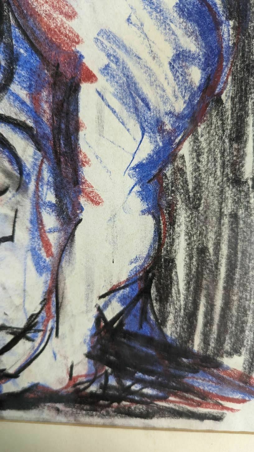 Pencil And Pastel Drawings, Abstract Subject Naked Body, Signed photo furniture
