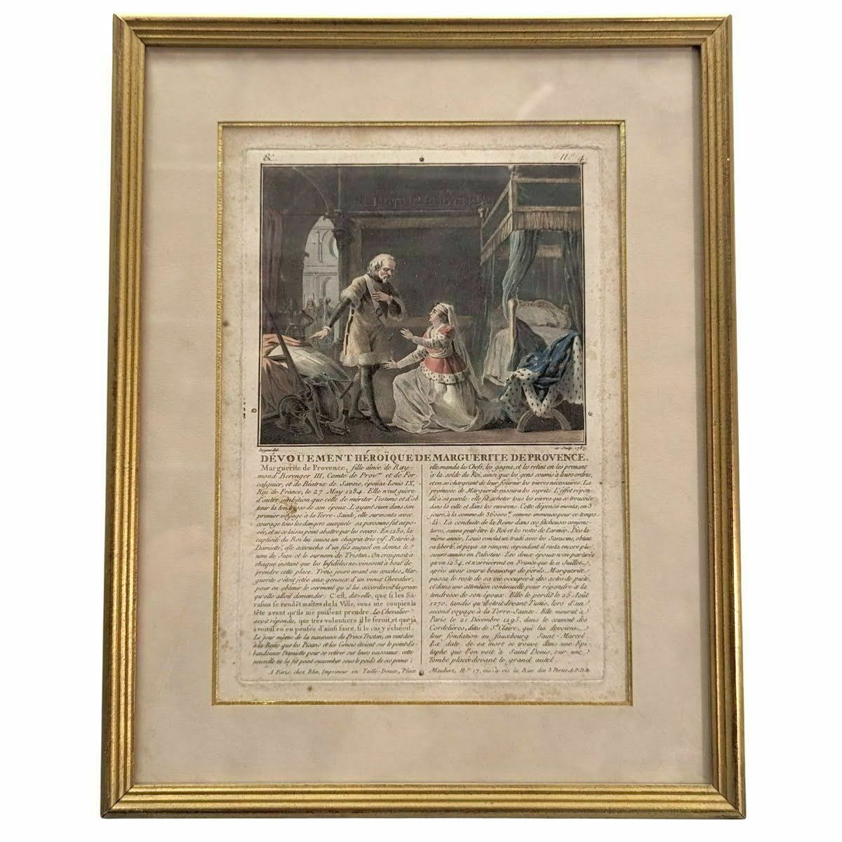 18th Century Engraving Heroic Dedication Of Marguerite De Provence