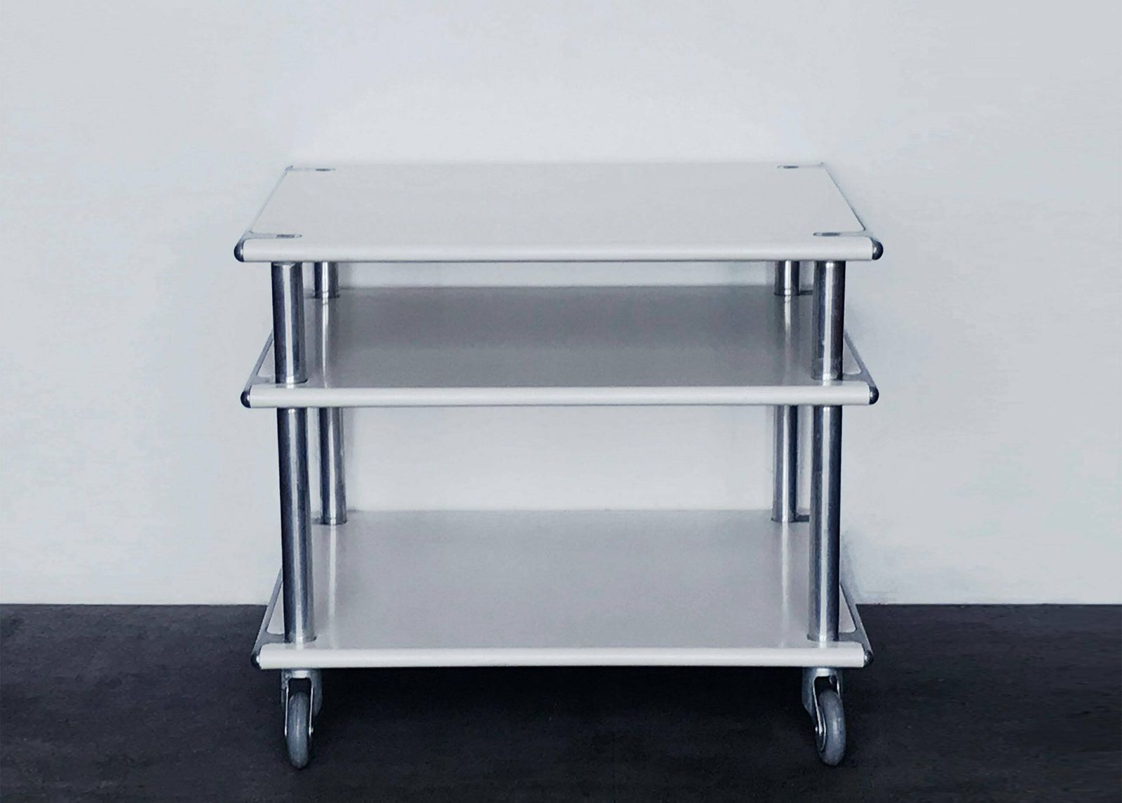 Rare Vintage Lacquered Steel Coffee Table / Media Trolley By Habitat