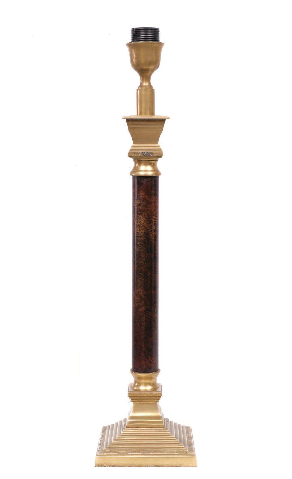 Set Brass Column Table Lamps 1970s De Knudt Belgium photo for sale