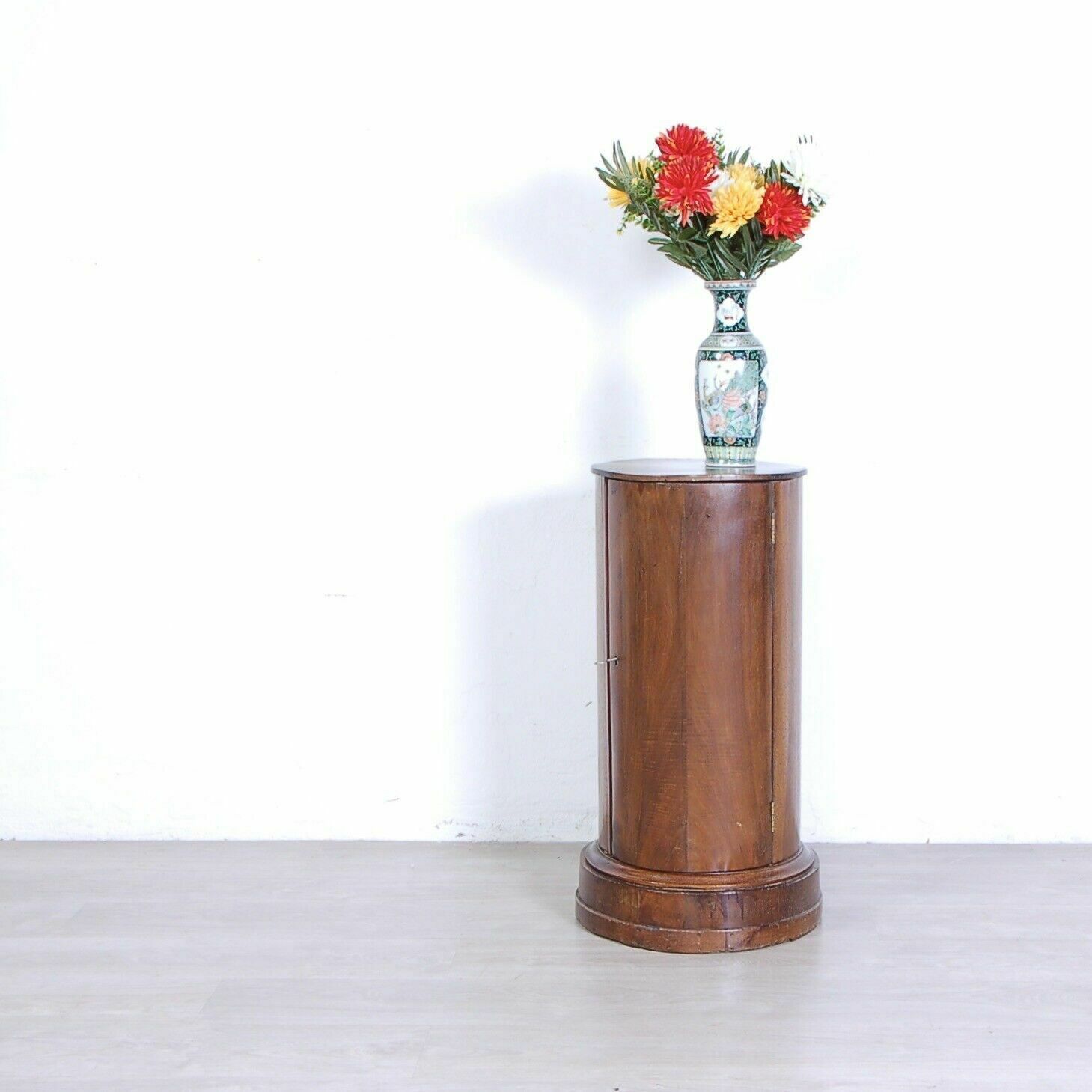 Wooden Column Bedside Table Empire Trestle Cylinder Cabinet With Mid 19th Century Door photo furniture