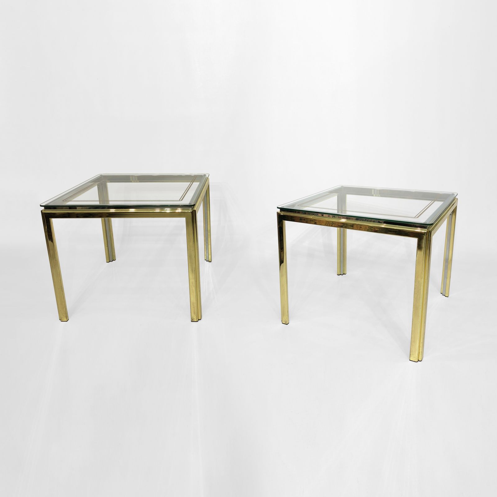 1970s Brass And Chrome Side Tables Renato Zevi Glass photo for sale