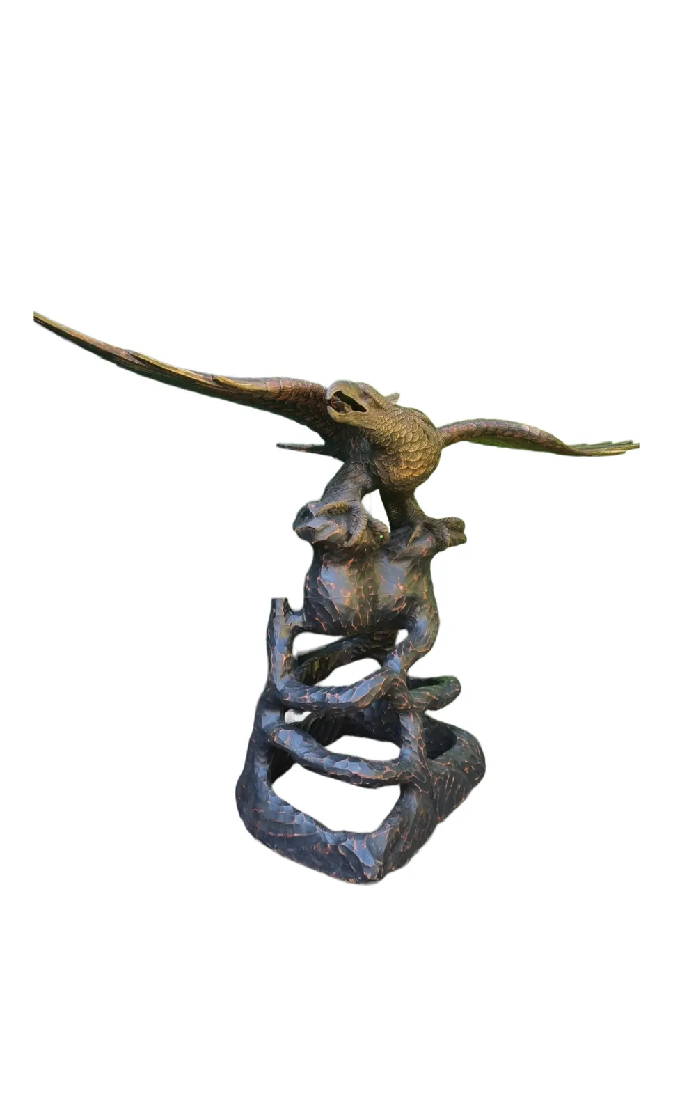 Large Wooden Eagle Sculpture, 1970s
