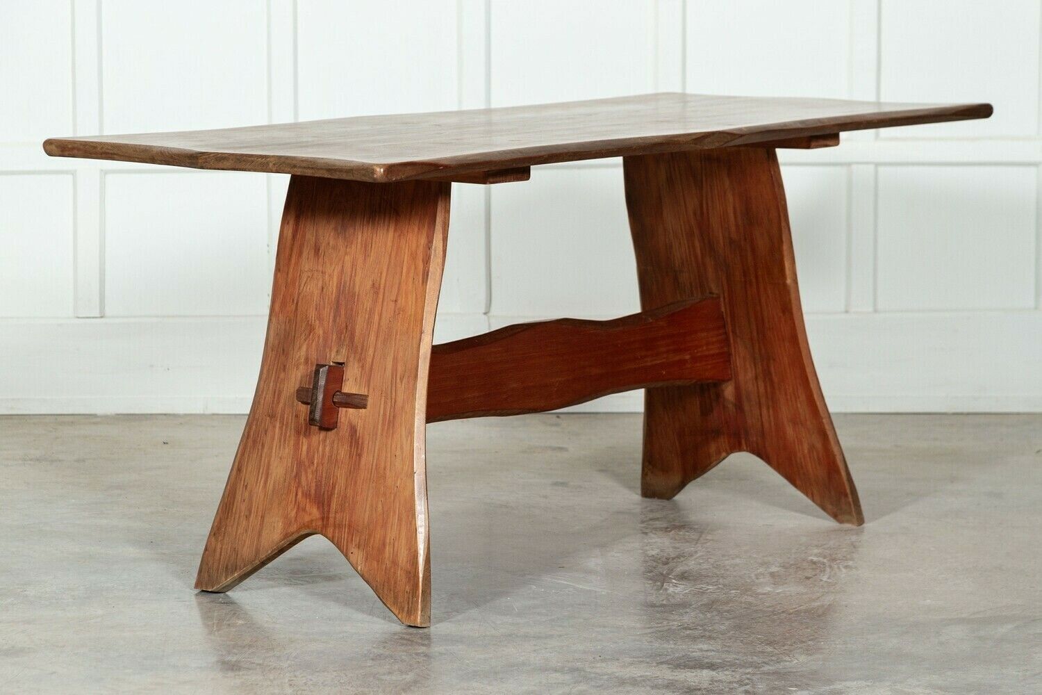 Midc English Carved Fruitwood Refectory Table / Desk